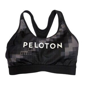 Peloton Adidas Sports Bra‎ Womens M Black Gray Digi Motion Heat Racerback Padded